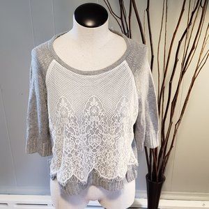 short sleeve cropped hi low sweater